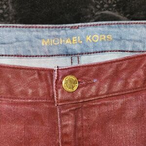 Michael Kors Izzy Skinny  Womens 12 Deep Red  Jeans Pockets Gold Hardware